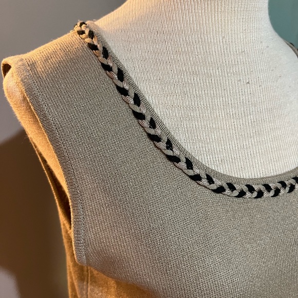 Ming Wang Beige Layering Tank Shirt Braided Scoop Neckline Size Small - Picture 5 of 10